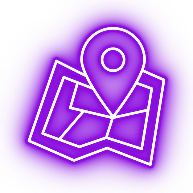 Neon purple map icon